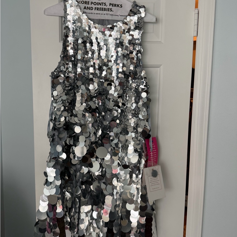 Mac Duggal Sparkling Silver Sequin Dress - Picture 2 of 3